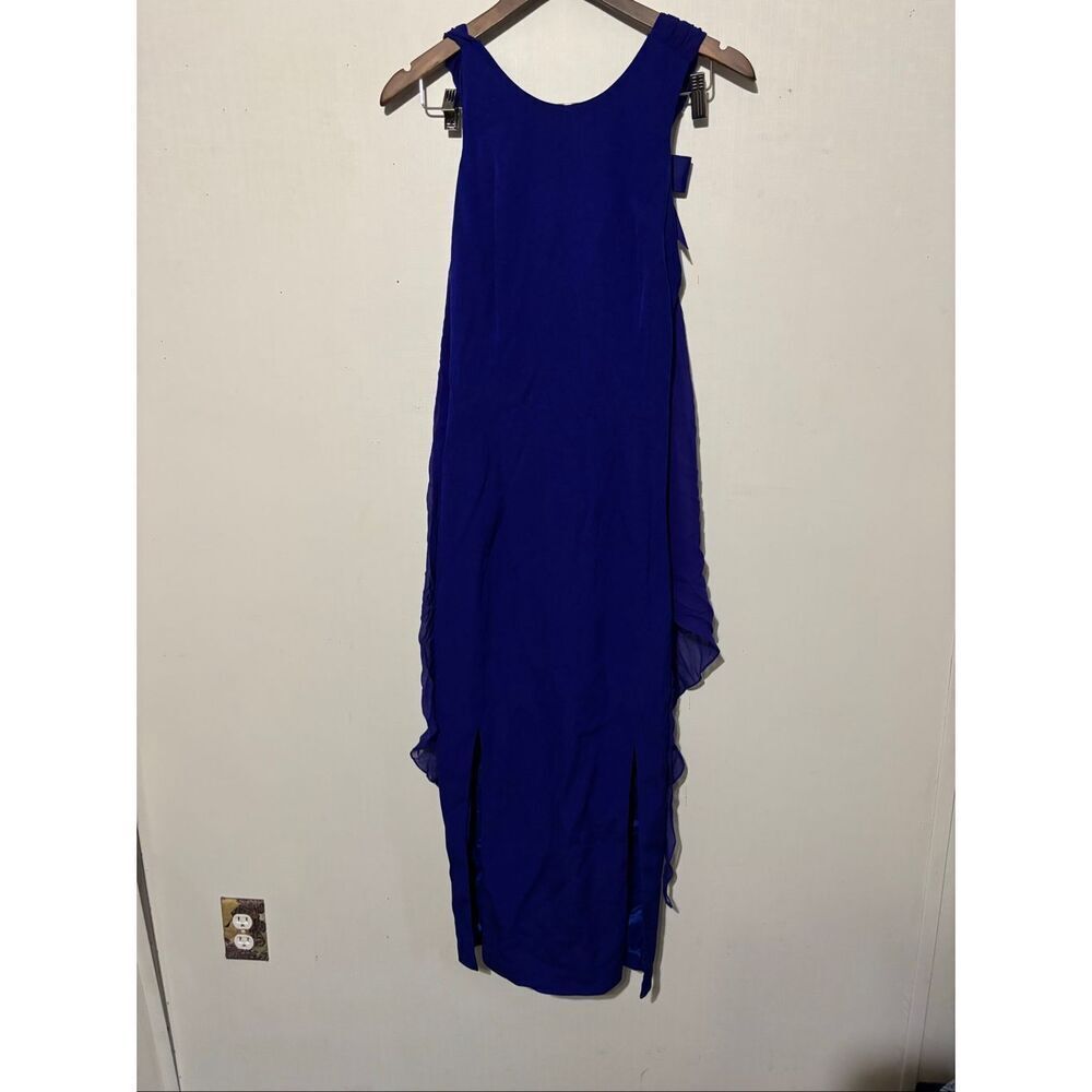 Bill Blass Women's Size 6 Royal Blue Sleeveless Maxi Dress Open Back Bow